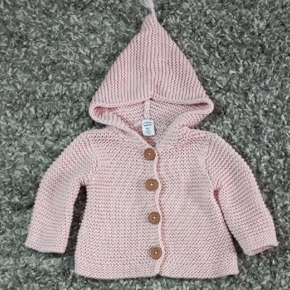 Kids Nordstrom Soft Pink Baby Knit Sweater With Hoodie Size 3m Baby
